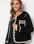 elsa.m by may Cardigan Elegant Negru cu Nasturi Decorat cu Paspoal și Nituri Irilanea