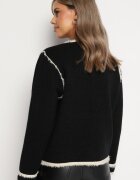 elsa.m by may Cardigan Elegant Negru cu Nasturi Decorat cu Paspoal și Nituri Irilanea