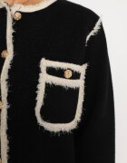 elsa.m by may Cardigan Elegant Negru cu Nasturi Decorat cu Paspoal și Nituri Irilanea