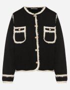 elsa.m by may Cardigan Elegant Negru cu Nasturi Decorat cu Paspoal și Nituri Irilanea