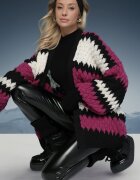 elsa.m by may Cardigan Fuchsia-Negru Deschis cu Dungi Fanteziste Vebare