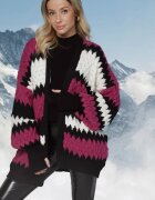 elsa.m by may Cardigan Fuchsia-Negru Deschis cu Dungi Fanteziste Vebare
