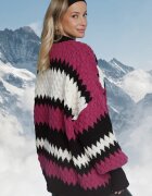 elsa.m by may Cardigan Fuchsia-Negru Deschis cu Dungi Fanteziste Vebare