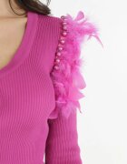 elsa.m by may Cardigan Fucsia cu pene și perle Mirnije