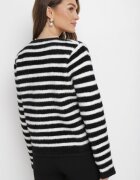 elsa.m by may Cardigan Negru-Alb din Viscoză cu Dungi Decorat cu Fundiță Alathea