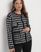 elsa.m by may Cardigan Negru-Alb din Viscoză pepită cu nasturi decorativi Lasietta