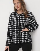 elsa.m by may Cardigan Negru-Alb din Viscoză pepită cu nasturi decorativi Lasietta