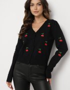 elsa.m by may Cardigan Negru cu Cireșe Brodate Niralia
