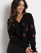 elsa.m by may Cardigan Negru cu Cireșe Brodate Niralia