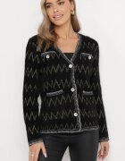 elsa.m by may Cardigan Negru cu Fir Metalic și Zirconii Siqolo