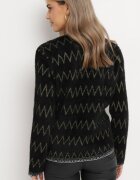 elsa.m by may Cardigan Negru cu Fir Metalic și Zirconii Siqolo