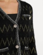 elsa.m by may Cardigan Negru cu Fir Metalic și Zirconii Siqolo