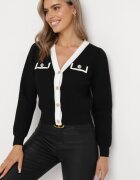 elsa.m by may Cardigan Negru cu nasturi bijuterie Mandalis