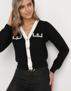 elsa.m by may Cardigan Negru cu nasturi bijuterie Mandalis