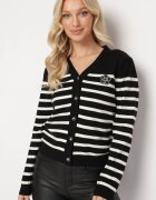 elsa.m by may Cardigan Negru cu Nasturi din Viscoză cu Dungi Nirtissa