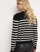 elsa.m by may Cardigan Negru cu Nasturi din Viscoză cu Dungi Nirtissa