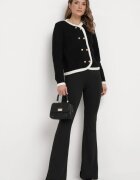 elsa.m by may Cardigan Negru din Vâscoză cu Butoane Decorative și Borduri Arinol