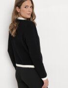 elsa.m by may Cardigan Negru din Vâscoză cu Butoane Decorative și Borduri Arinol