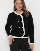 elsa.m by may Cardigan Negru din Vâscoză cu Butoane Decorative și Borduri Arinol
