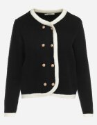 elsa.m by may Cardigan Negru din Vâscoză cu Butoane Decorative și Borduri Arinol