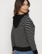 elsa.m by may Cardigan Negru din Vâscoză în Dungi cu Glugă Alaneil