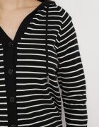 elsa.m by may Cardigan Negru din Vâscoză în Dungi cu Glugă Alaneil