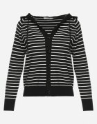 elsa.m by may Cardigan Negru din Vâscoză în Dungi cu Glugă Alaneil