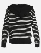 elsa.m by may Cardigan Negru din Vâscoză în Dungi cu Glugă Alaneil