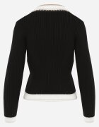 elsa.m by may Cardigan Negru din Viscoză cu Lănțișor Decorativ și Broșă și Fir Metalic Niten