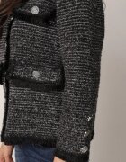 elsa.m by may Cardigan Negru din Viscoză cu nasturi bijuterii cu buzunare decorative și fir metalic Nisale