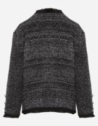 elsa.m by may Cardigan Negru din Viscoză cu nasturi bijuterii cu buzunare decorative și fir metalic Nisale