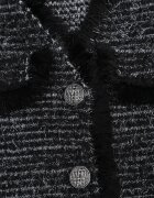elsa.m by may Cardigan Negru din Viscoză cu nasturi bijuterii cu buzunare decorative și fir metalic Nisale
