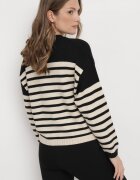 elsa.m by may Cardigan Negru din Viscoză cu nasturi și model în dungi Cilire