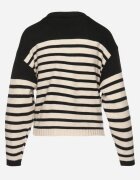 elsa.m by may Cardigan Negru din Viscoză cu nasturi și model în dungi Cilire