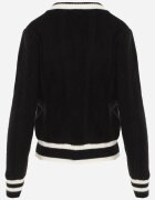 elsa.m by may Cardigan Negru din Viscoză Decorat cu Broșă Fundiță și Textură Flasia