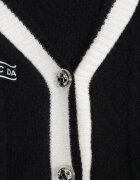 elsa.m by may Cardigan Negru din Viscoză Decorat cu Broșă Fundiță și Textură Flasia