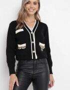 elsa.m by may Cardigan Negru din Viscoză și cu Lanțuri Seime