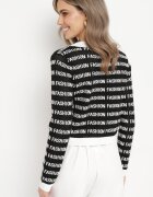elsa.m by may Cardigan Negru Încheiat cu nasturi Decorat cu inscripții Raeliana