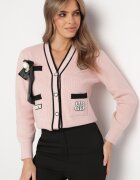 elsa.m by may Cardigan roz din viscoză cu aplicații și panglică Gudesa