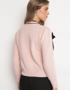 elsa.m by may Cardigan roz din viscoză cu aplicații și panglică Gudesa
