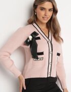 elsa.m by may Cardigan roz din viscoză cu aplicații și panglică Gudesa