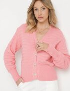 elsa.m by may Cardigan Roz Vâscoză cu Benzi Elastice în Dungi Orizontale Mioriana