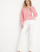 elsa.m by may Cardigan Roz Vâscoză cu Benzi Elastice în Dungi Orizontale Mioriana
