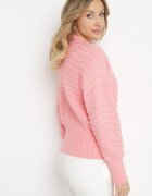 elsa.m by may Cardigan Roz Vâscoză cu Benzi Elastice în Dungi Orizontale Mioriana
