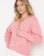elsa.m by may Cardigan Roz Vâscoză cu Benzi Elastice în Dungi Orizontale Mioriana