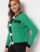 elsa.m by may Cardigan Verde din Viscoză cu Nasturi Perle și Flori Salana