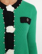 elsa.m by may Cardigan Verde din Viscoză cu Nasturi Perle și Flori Salana