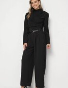 elsa.m by may Compleu de Costum Negru cu Sacou Scurt și Pantaloni cu Curea Verithia