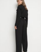 elsa.m by may Compleu de Costum Negru cu Sacou Scurt și Pantaloni cu Curea Verithia