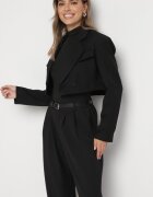 elsa.m by may Compleu de Costum Negru cu Sacou Scurt și Pantaloni cu Curea Verithia